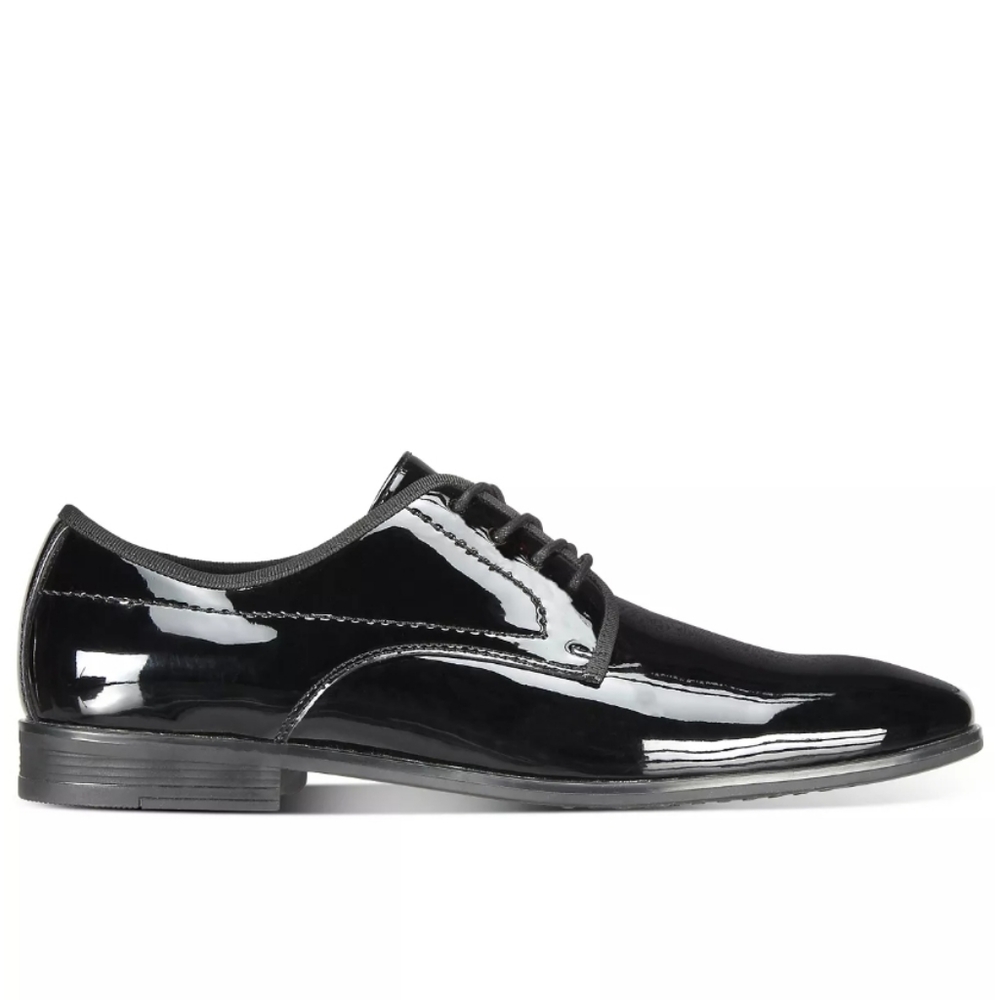 Alfani Men's Warner Patent Lace-up Oxfords Black -8 - Picture 2 of 7